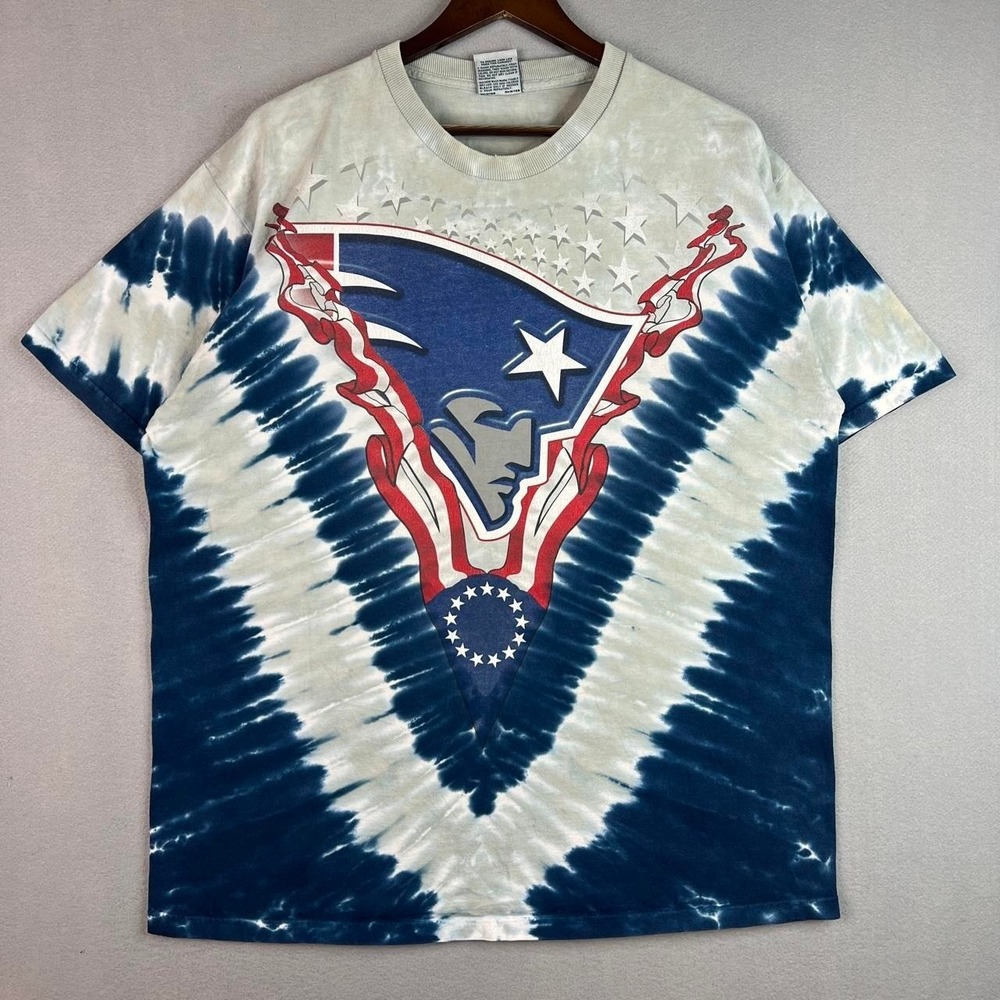 Vintage Liquid Blue NFL Football New England Patriots All Over Print Tee XL